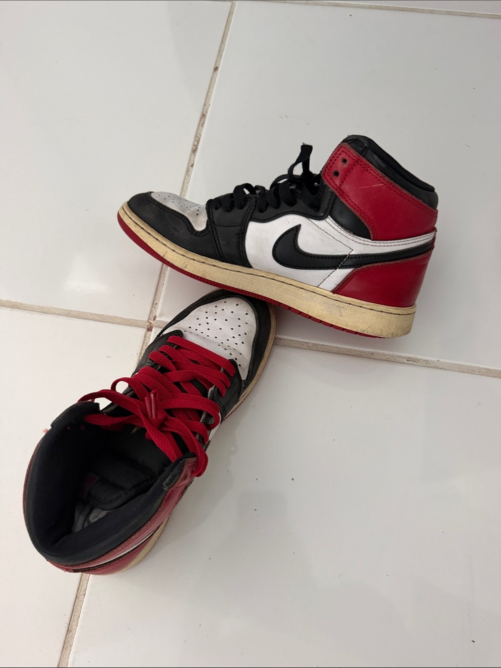 Nike Kids High-Top Sneakers in Red, Black & White
